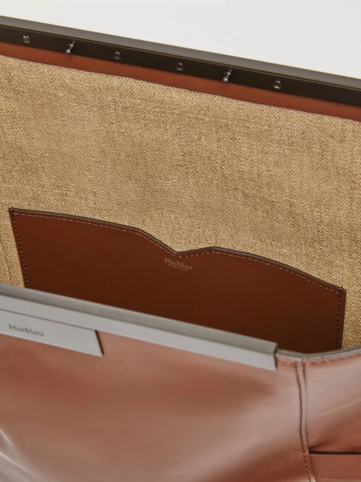 Max Mara Leather Clasp Clutch Shoulder Bag