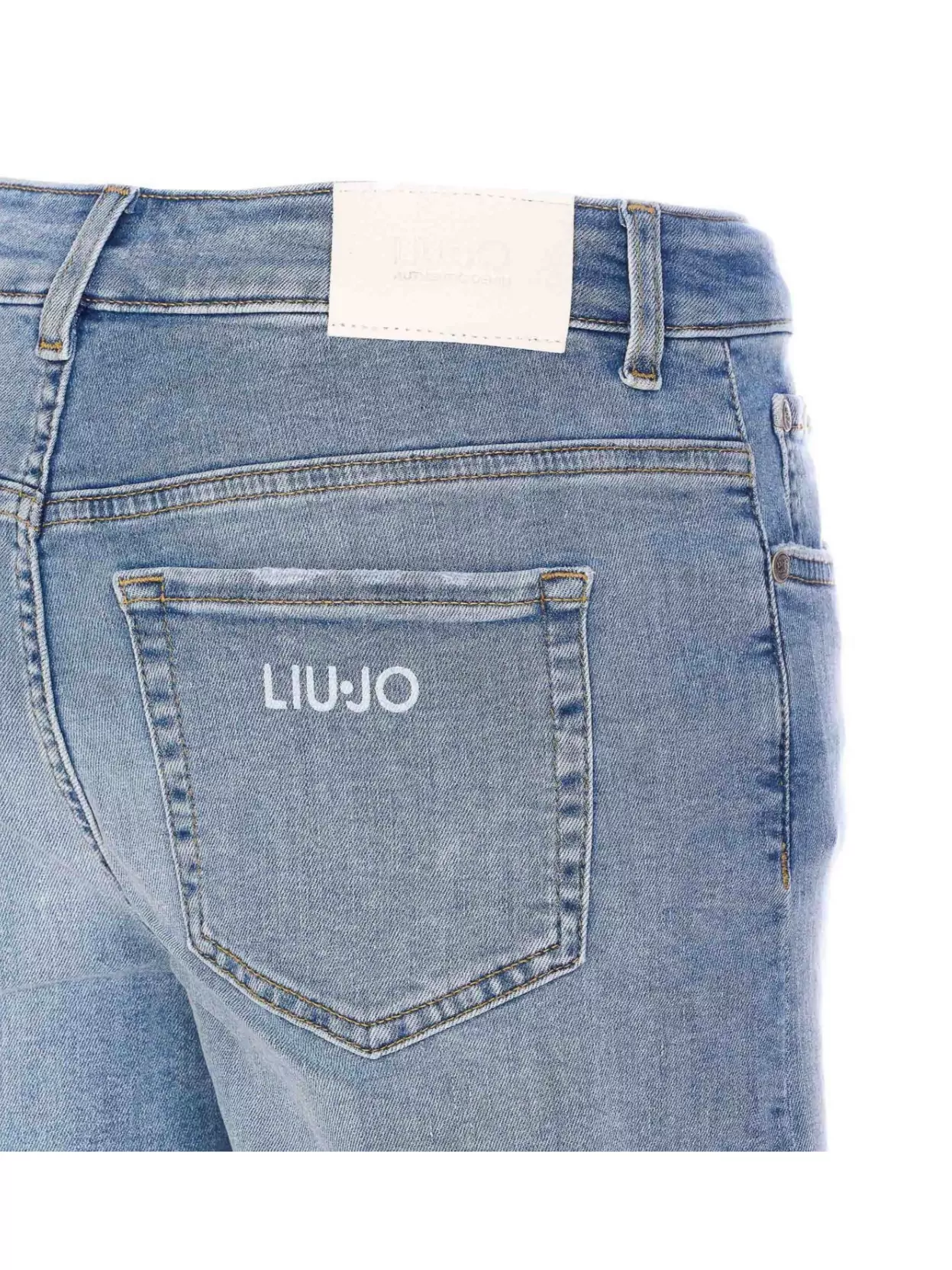 Shop Liu •jo Denim Shorts With Rolled Hem And Belt Loops