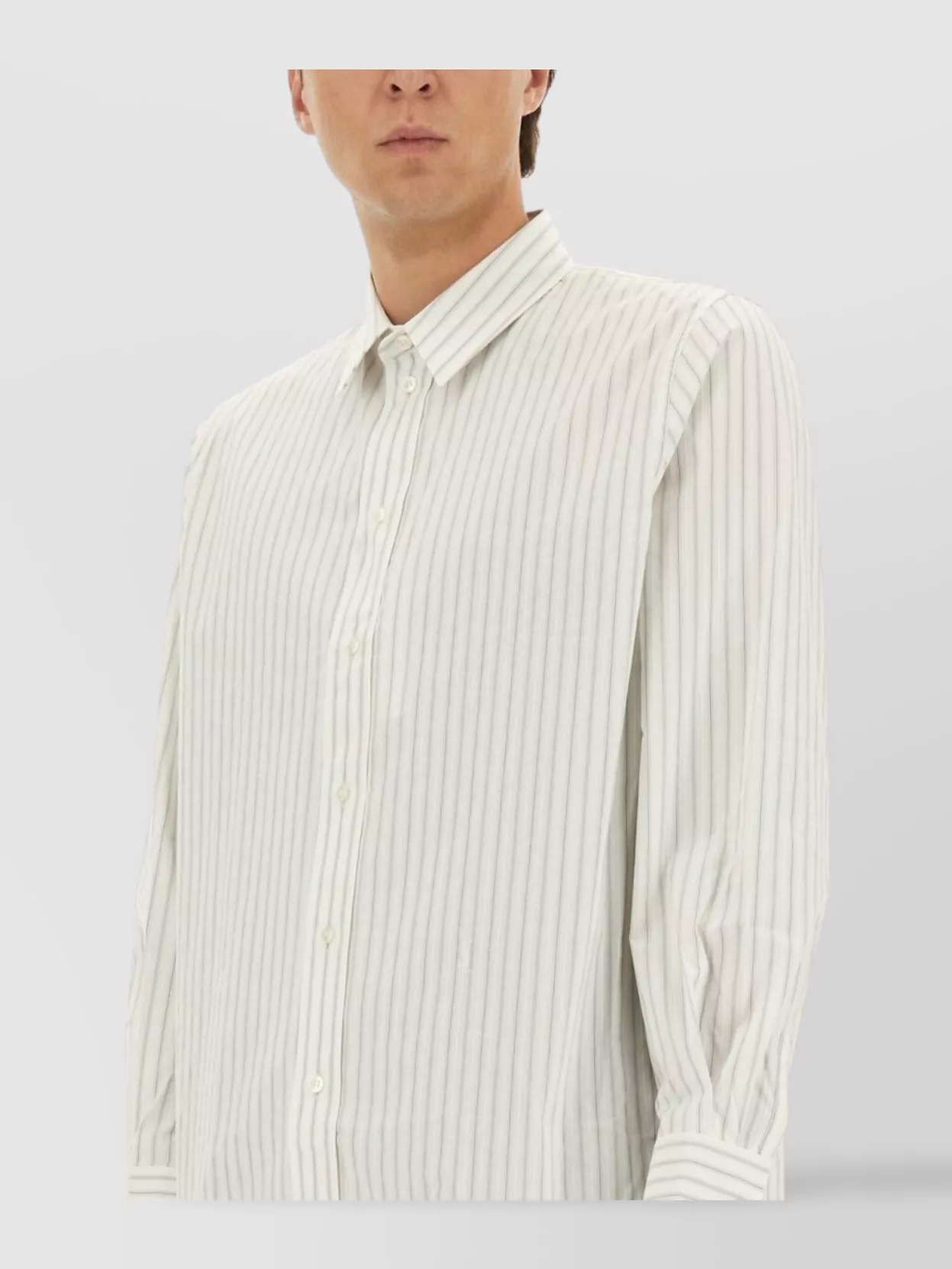 Saint Laurent Striped Long Sleeve Button-Down Shirt