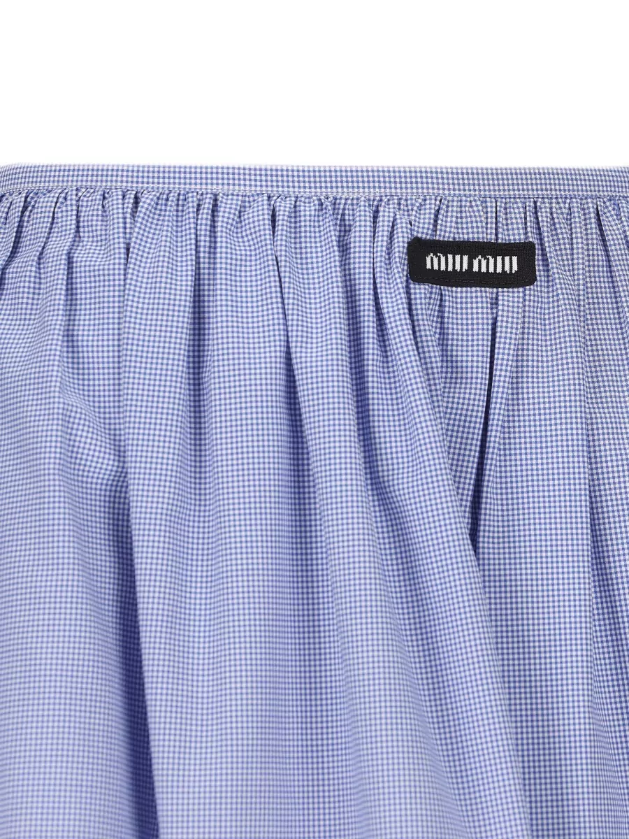 Miu Miu Cotton Gathered Midi Pleated Skirt