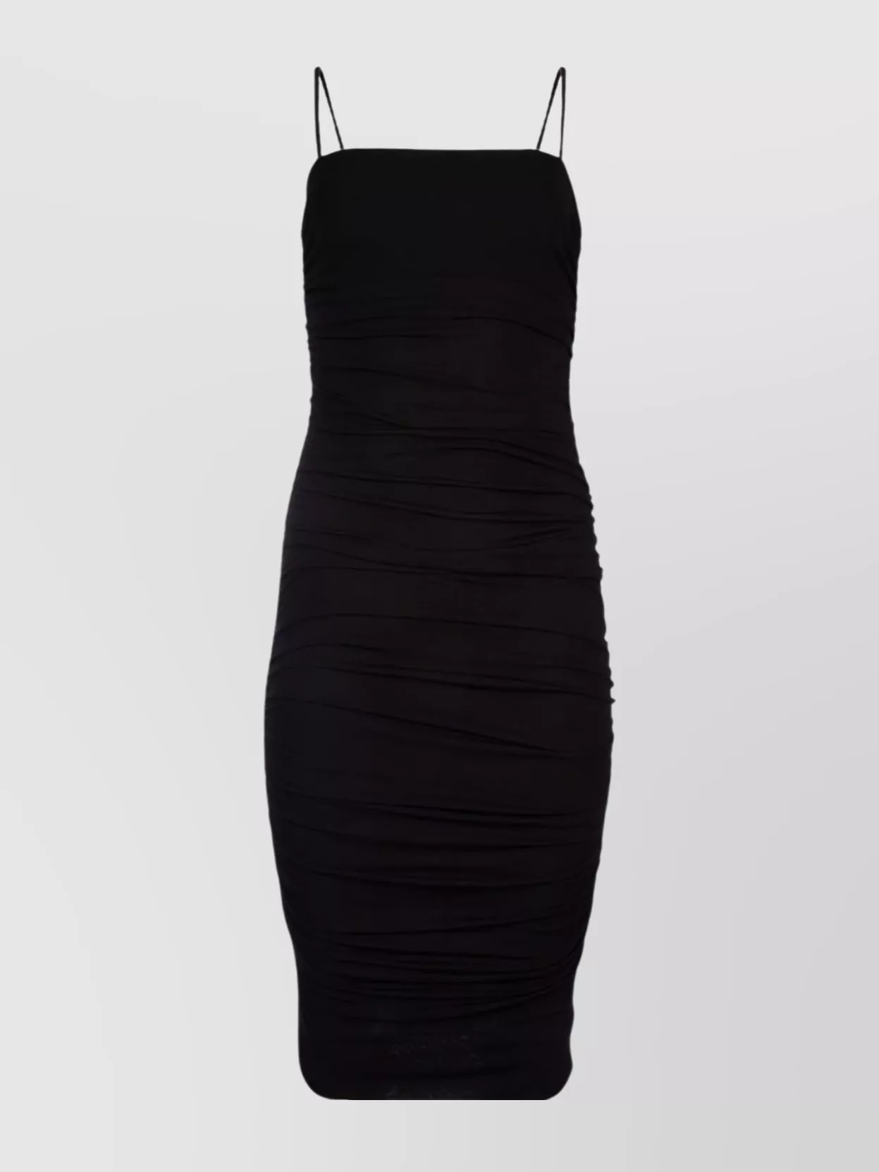 Shop Pinko Sleeveless Knee Length Dress With Ruched Detailing In Black