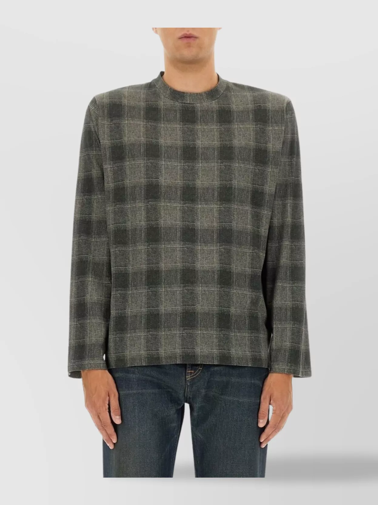 Our Legacy Long Sleeve Checked Pattern T-shirt In Gray