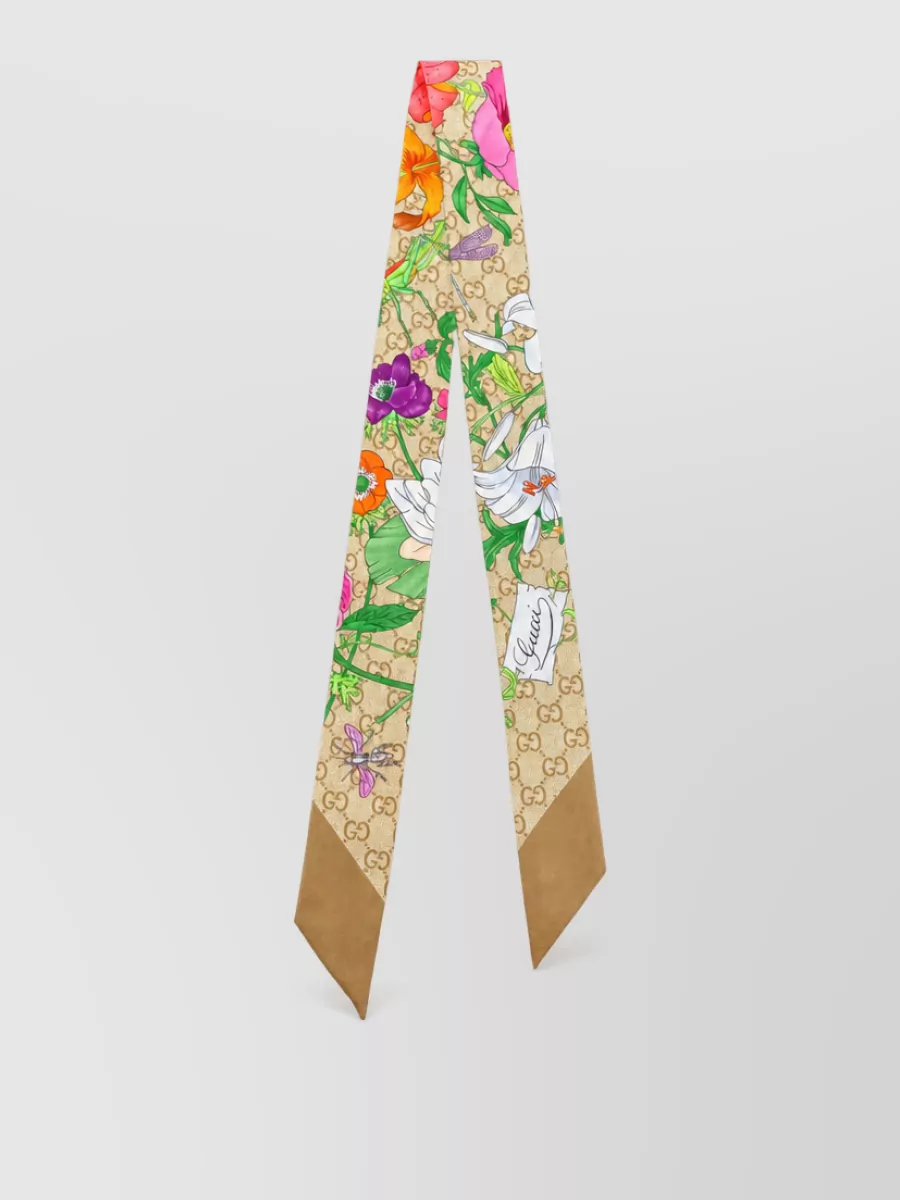 Gucci silk printed ribbon scarf