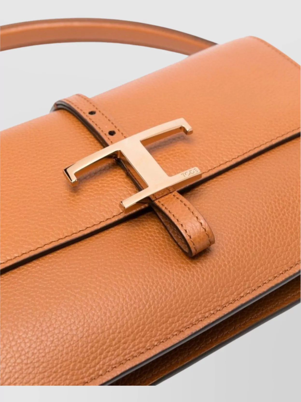 Tod's Structured Brown Leather Handbag With Gold-tone Clasp In Brown