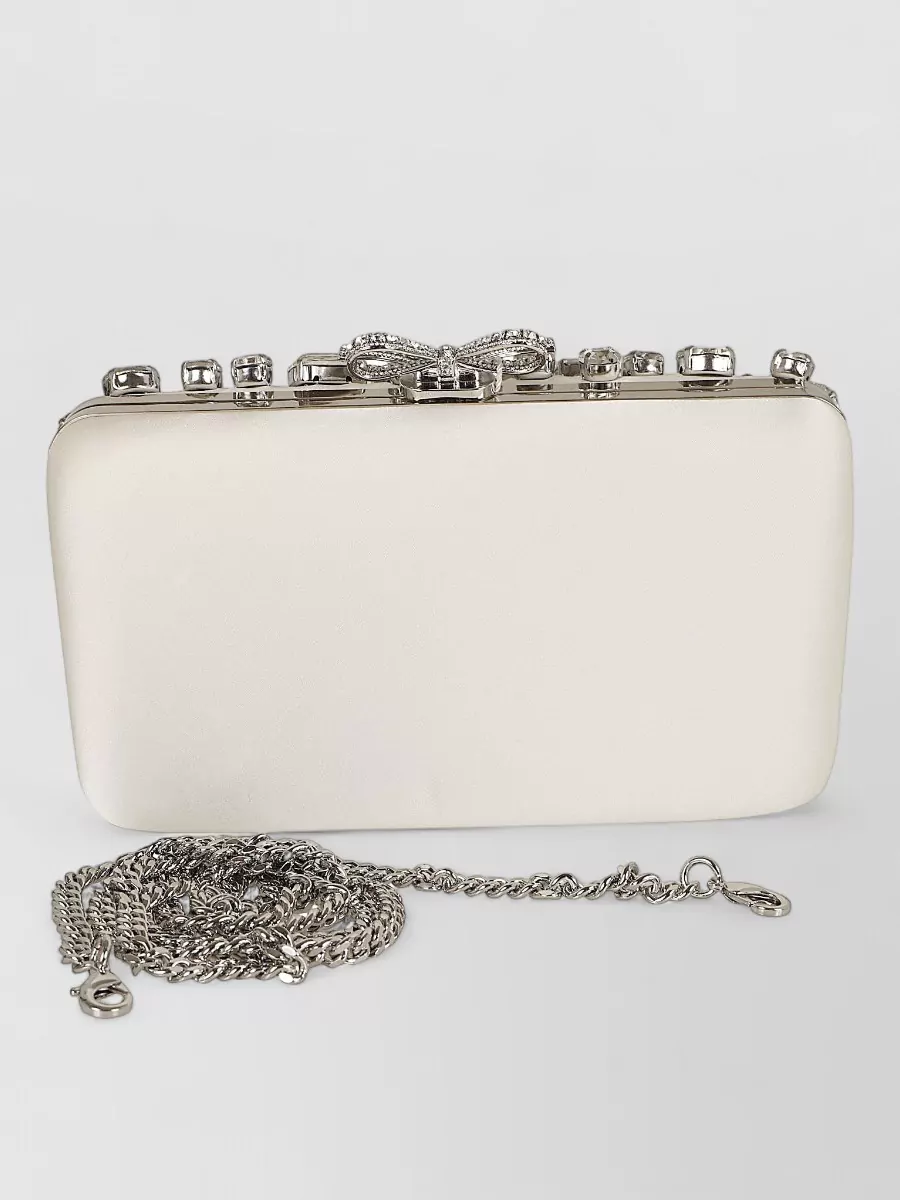 Self-Portrait Diamante Mini Satin Crystal-Embellished Clutch Bag