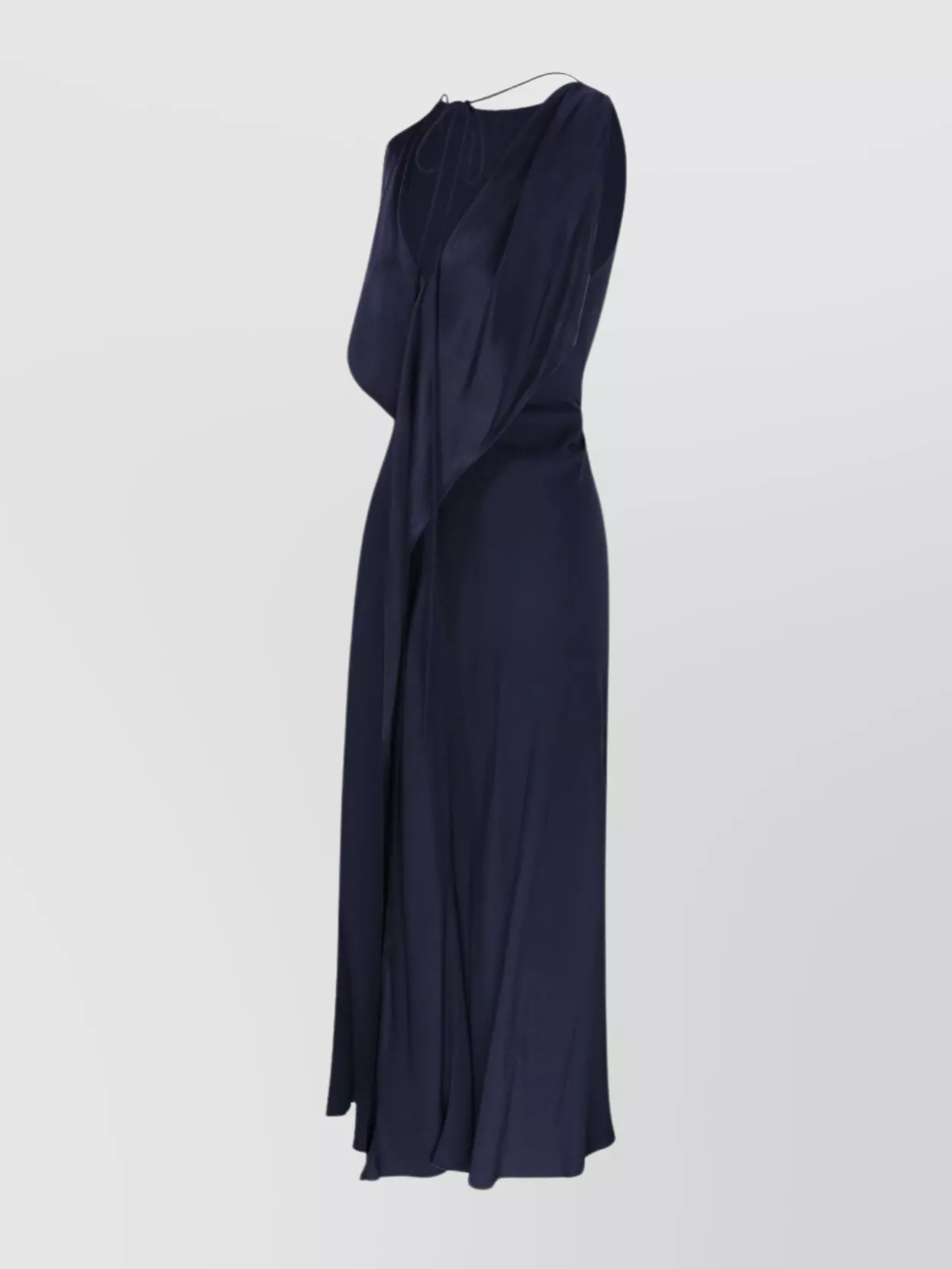 Victoria Beckham Draped V-neck Midi Dress With Asymmetric Hem In Blue
