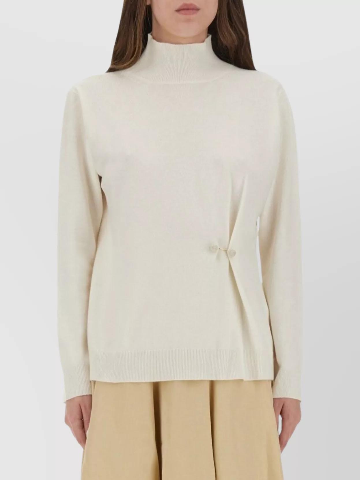 Fabiana Filippi Mock Neck Button Detail Long Sleeve Top