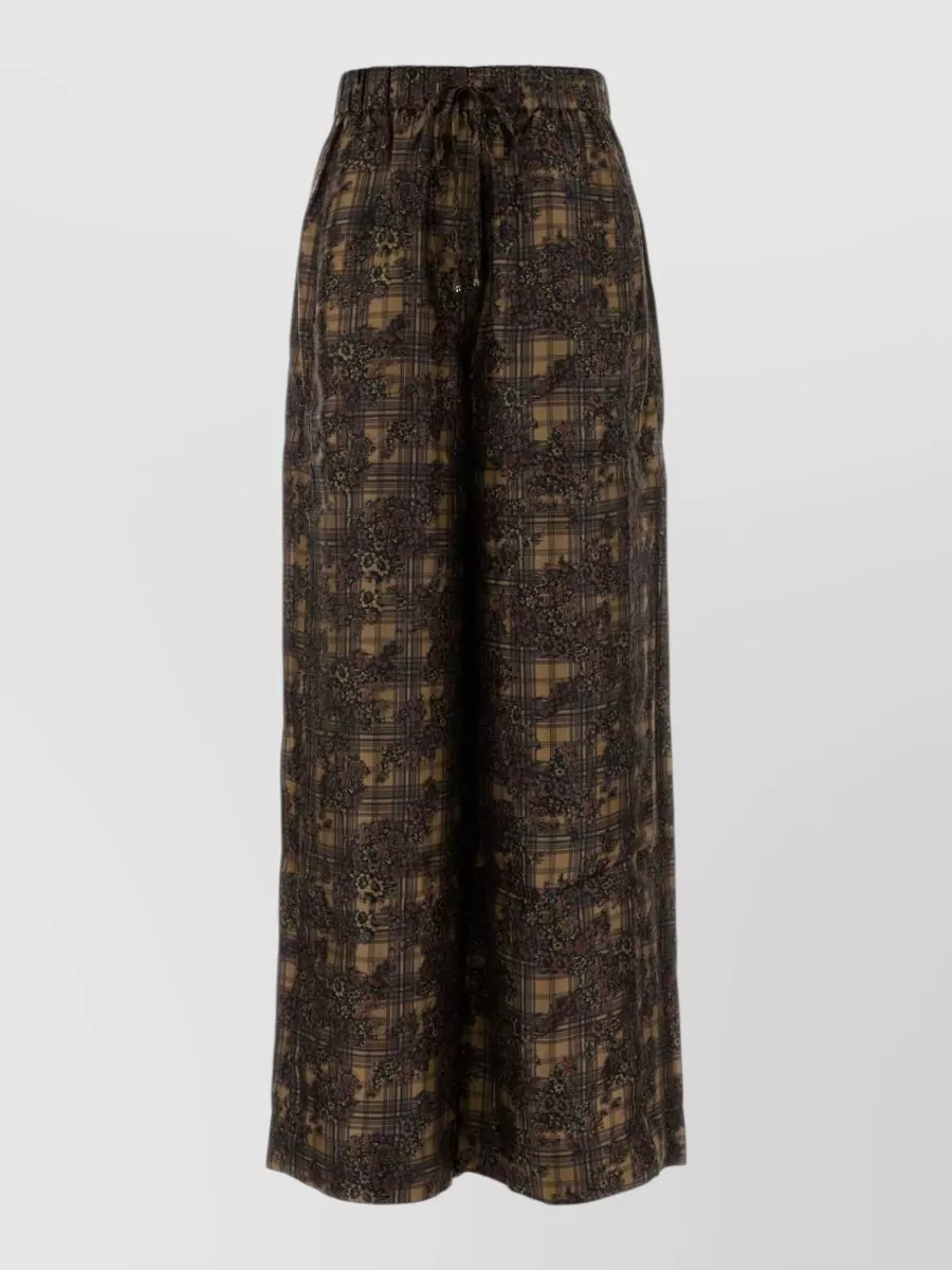 Ganni Silk printed wide-leg trousers