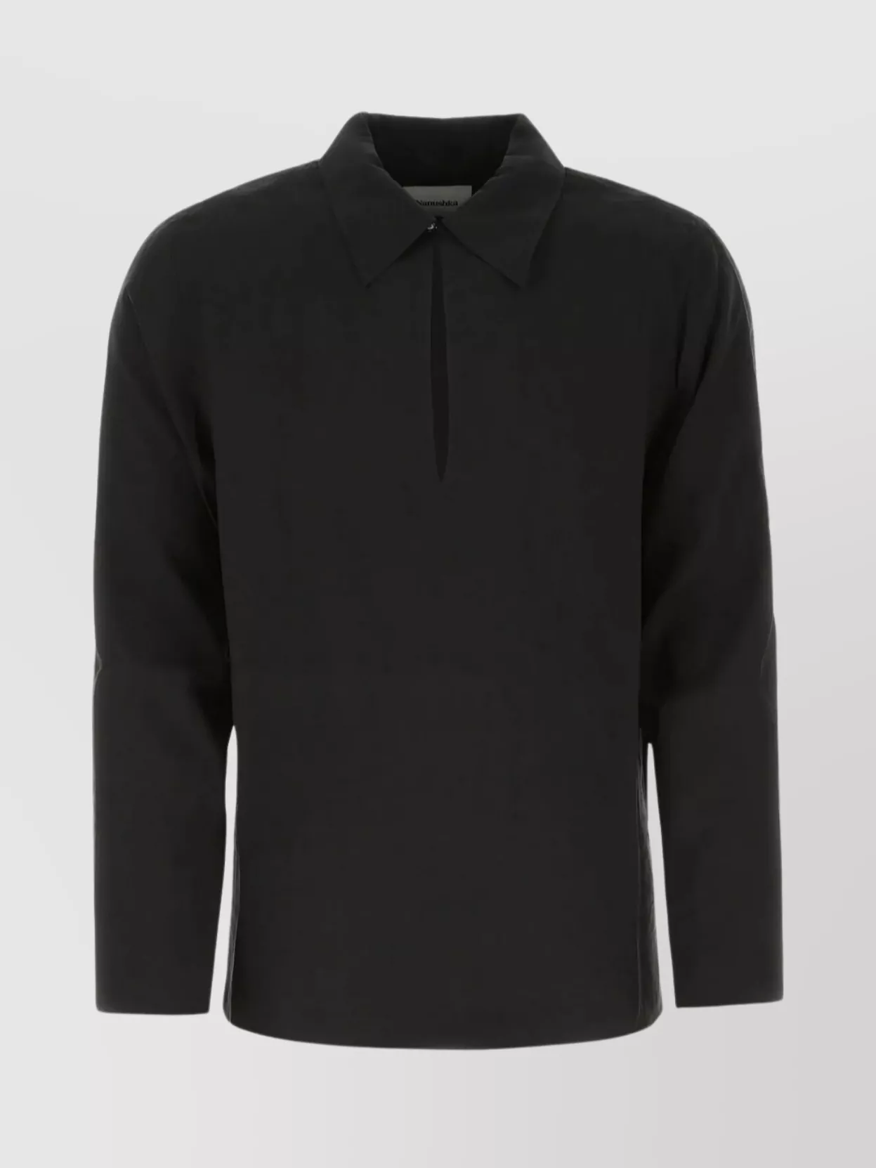 Shop Nanushka Modal Blend Shirt With Front Drop-shaped Slit And Lateral Hemline Slits In Black