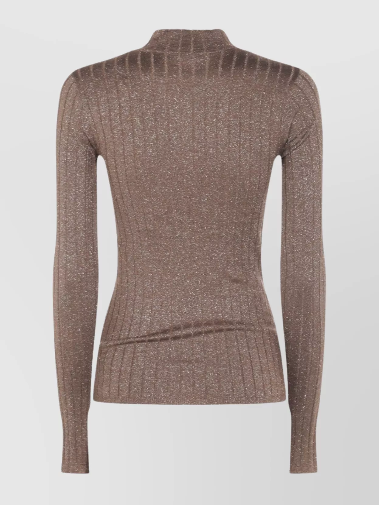 Brunello Cucinelli Metallic Ribbed Slim Fit Mock Neck