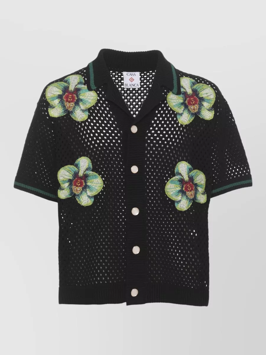 Casablanca Cotton Perforated Short-Sleeve Shirt