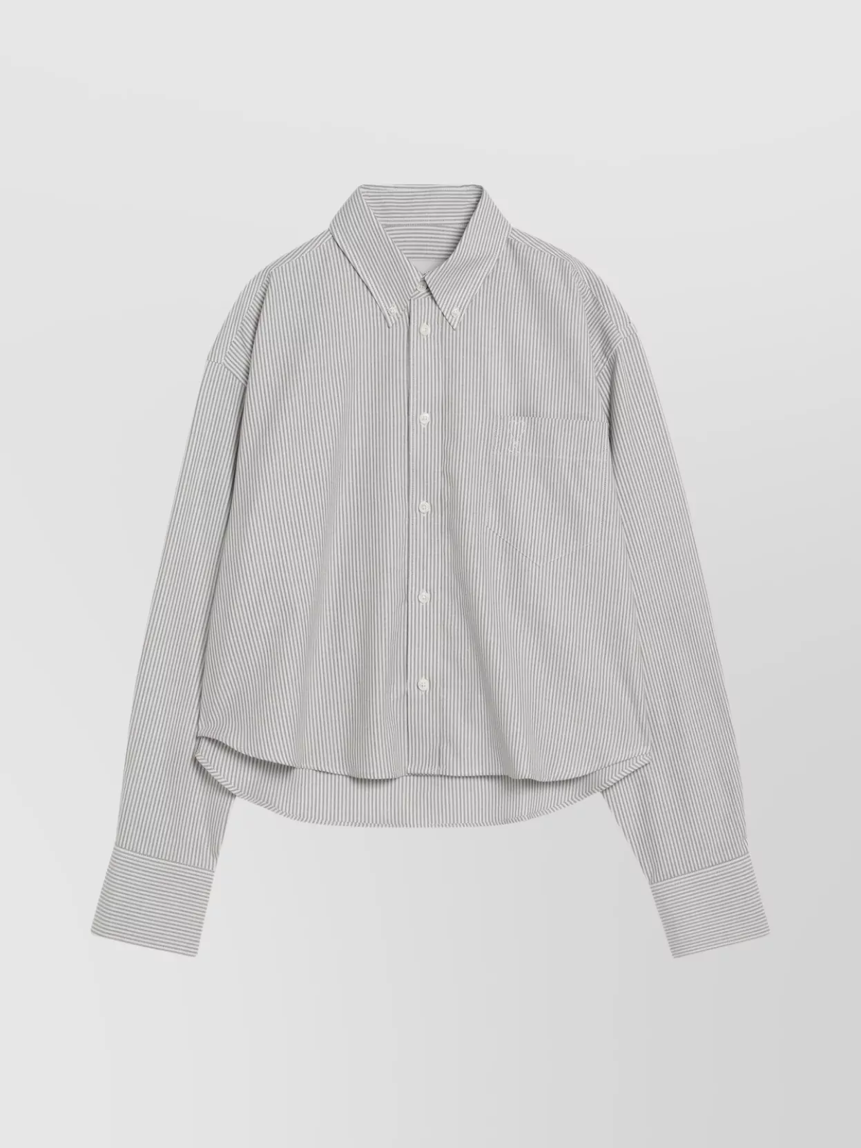 Ami Alexandre Mattiussi Ami Paris Striped Ami De Coeur Cropped Shirt Women In Gray