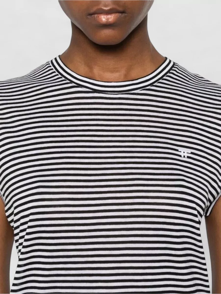 Tom Ford Viscose Stripe Crew Neck T Shirt
