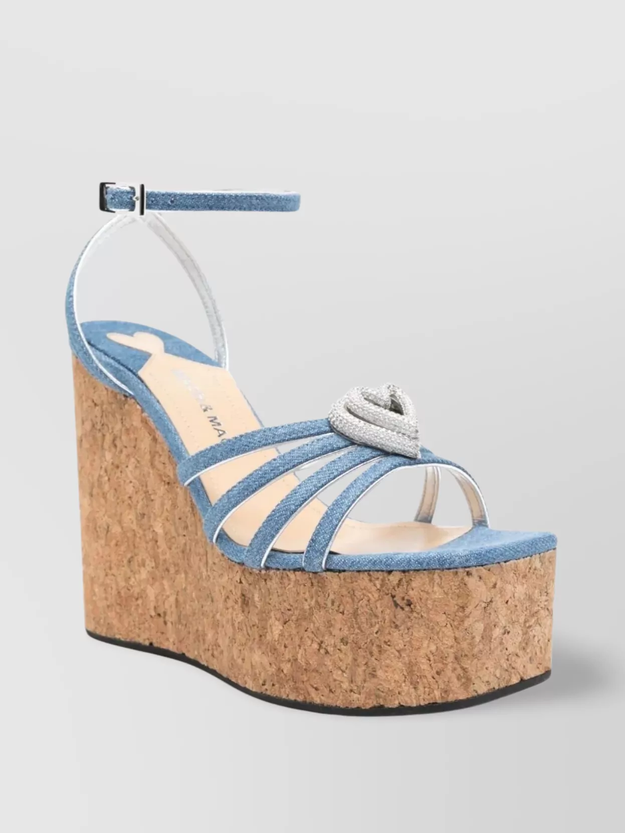 Mach&mach Double Heart Cork Wedge Sandals 120mm