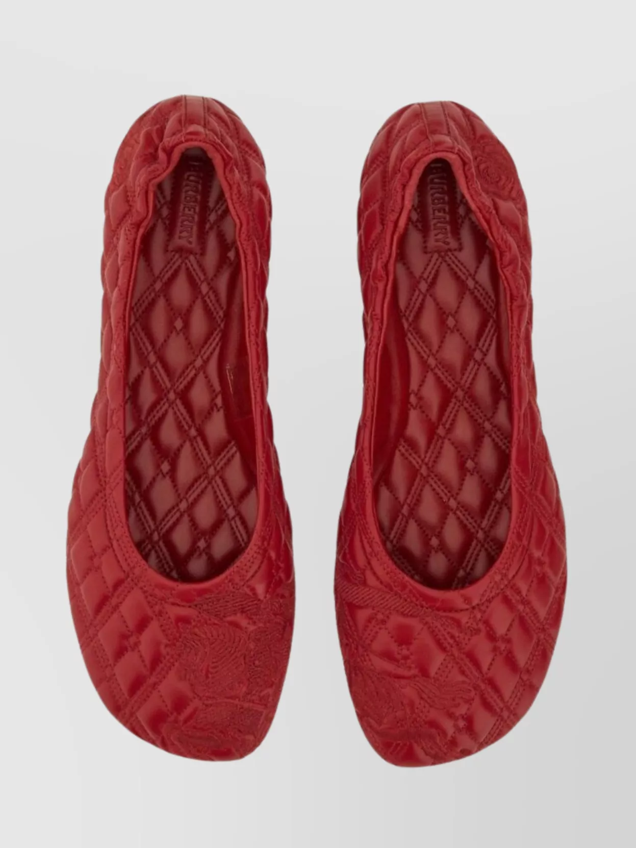 Burberry Quilted Floral Embroidery Round Toe Ballerina
