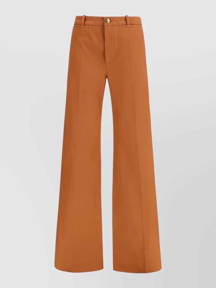 Chloé Wide Leg Trousers With Pockets And Loops In Orange
