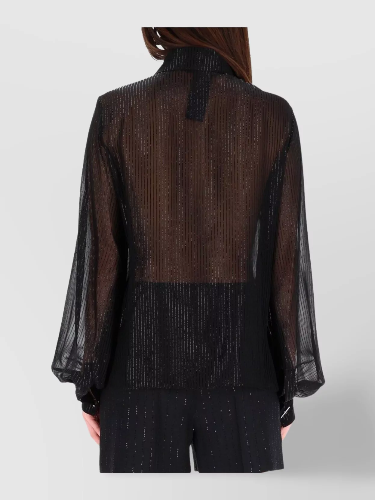 Max Mara Long Sleeve Pleated Blouse Bow Detail In Black