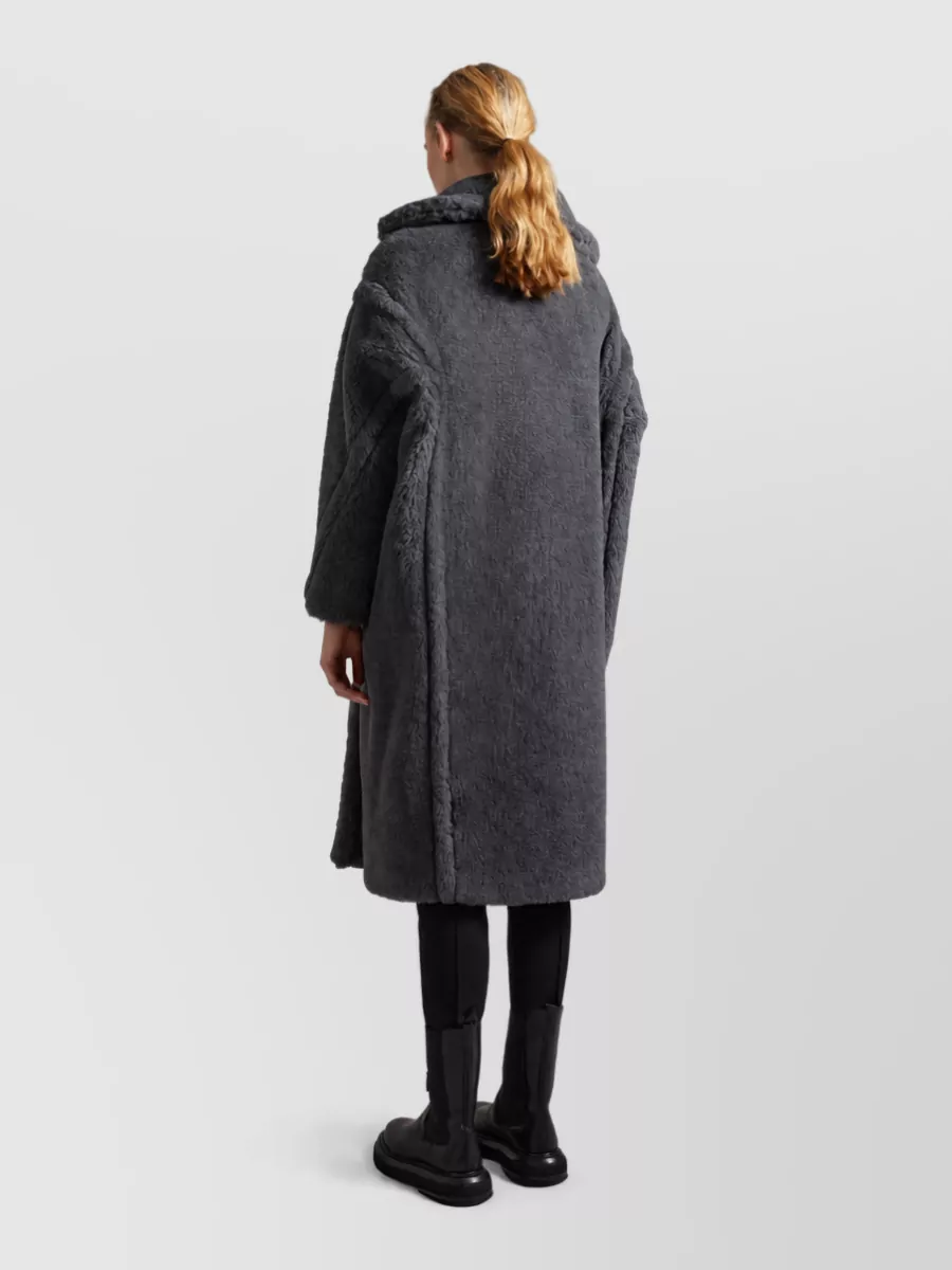 Max Mara Silk Blend Oversized Double-Breasted Faux Fur Coat