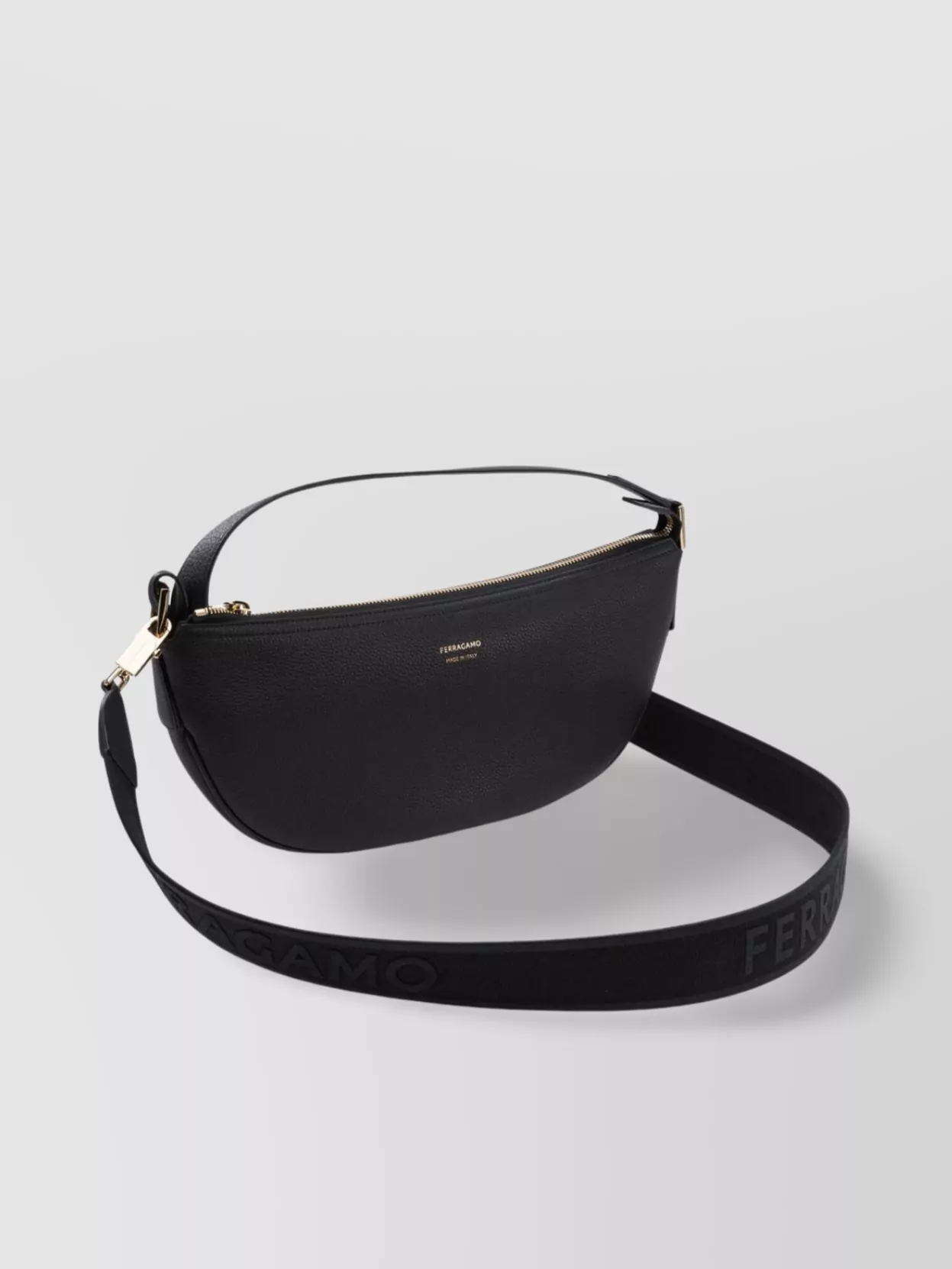 FERRAGAMO TEXTURED FINISH SHOULDER BAGS WITH ADJUSTABLE STRAP