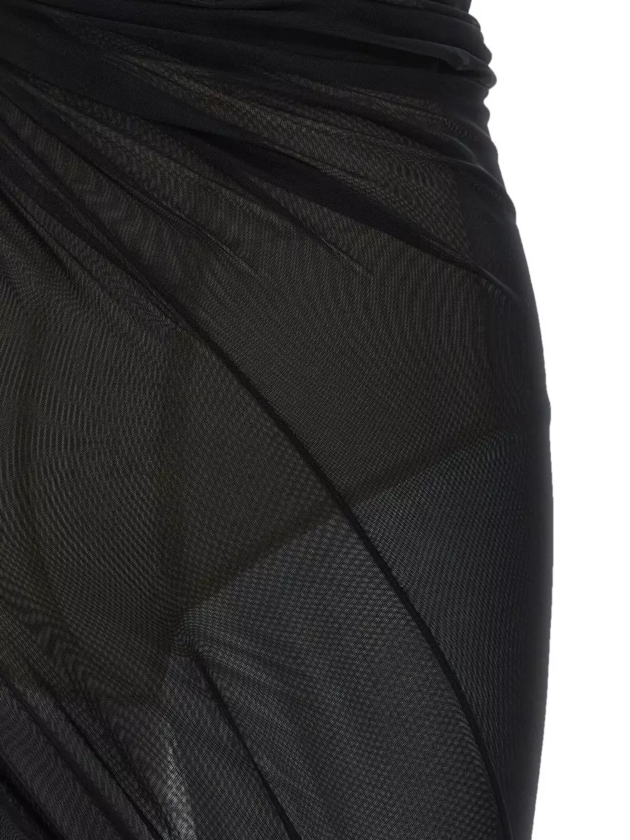 The Attico Sheer Ruched Sleeveless Maxi Dress