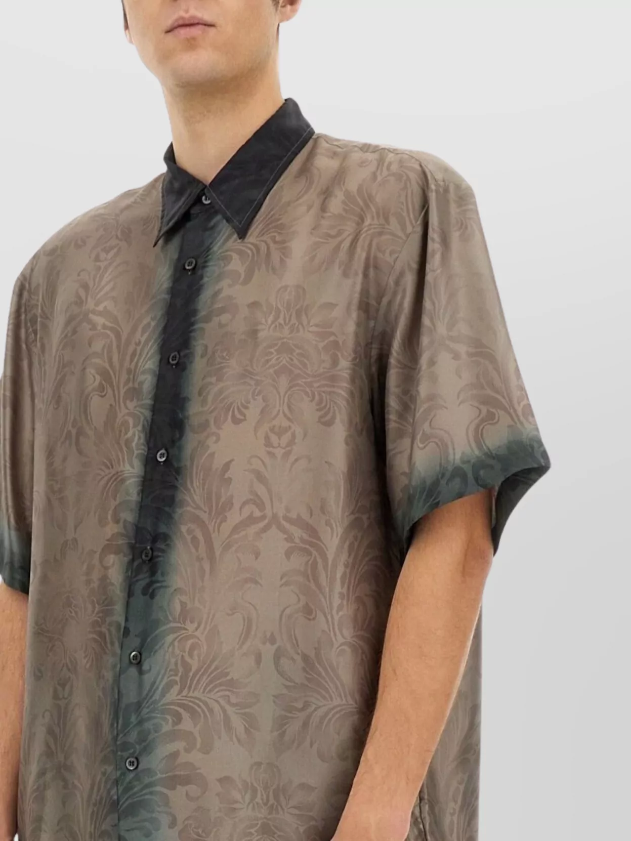 Dries Van Noten Patterned Silk Short Sleeve Shirt