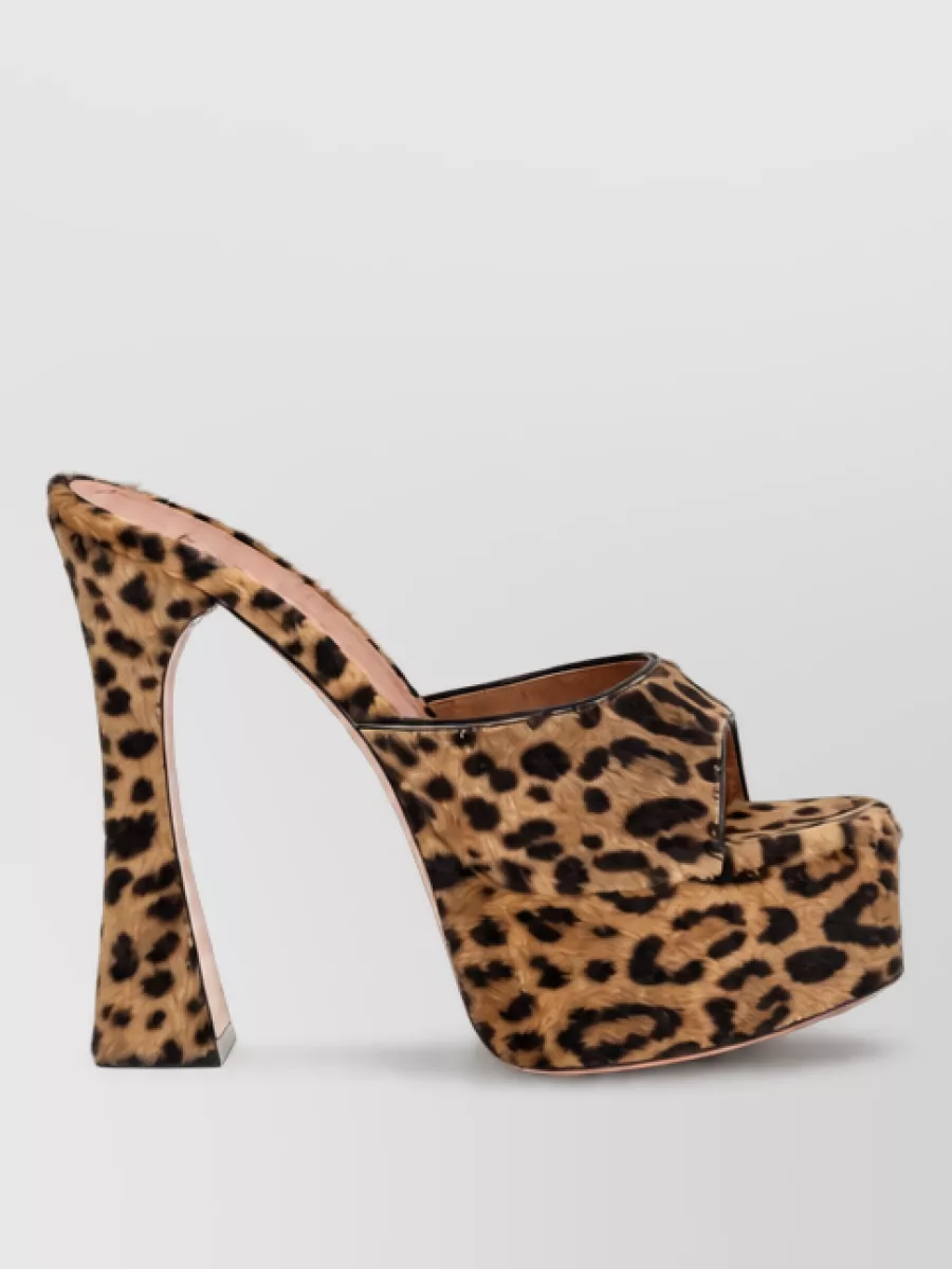 Amina Muaddi Leopard-Print Calf Leather Platform Mules