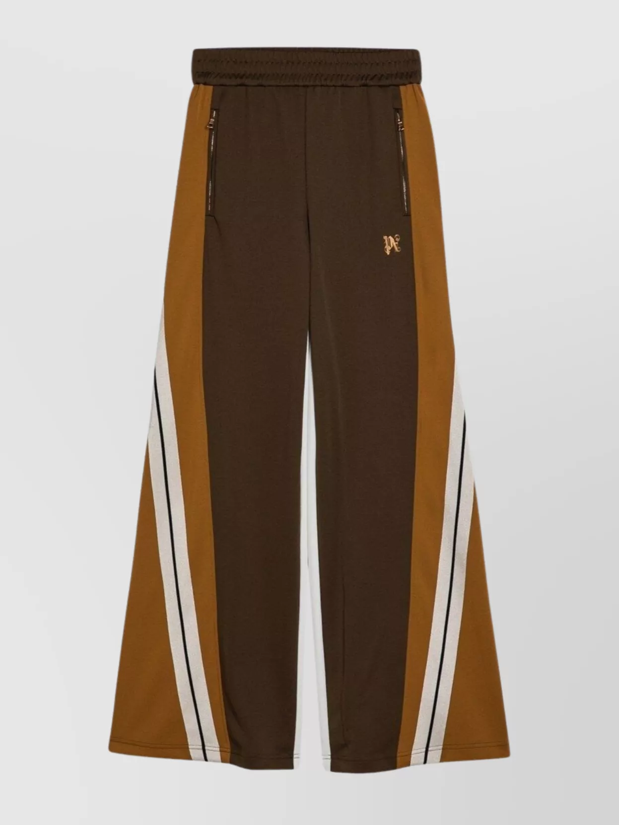 Palm Angels Wide Block Trousers Contrast Panels In Brown
