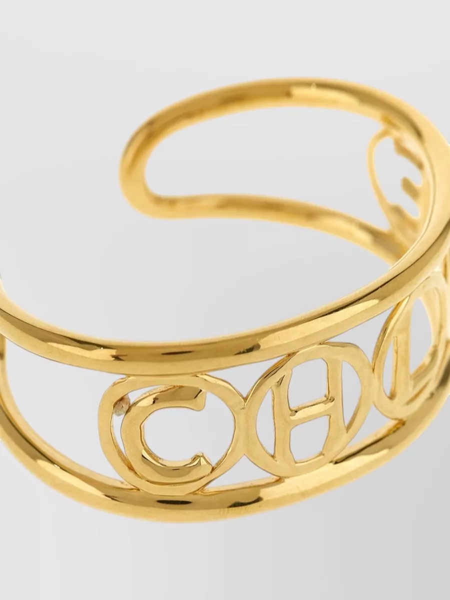 Chloé Script Logo Open Cuff Bracelet Polished