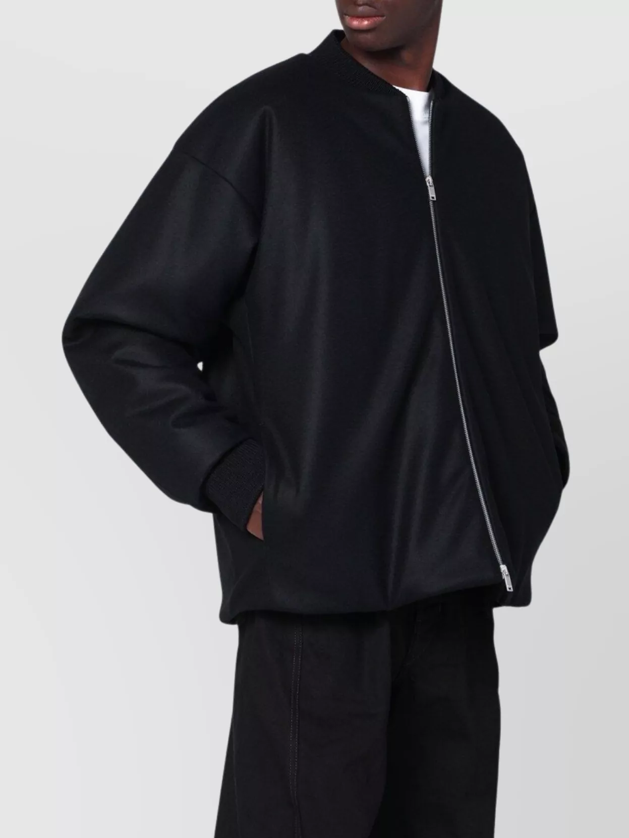 Jil Sander Padded Wool-felt Bomber Jacket In Black