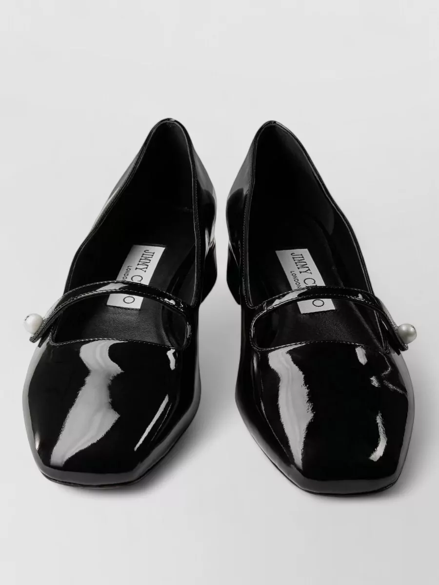 Jimmy Choo Patent Leather Block Heel Ballerina Shoes