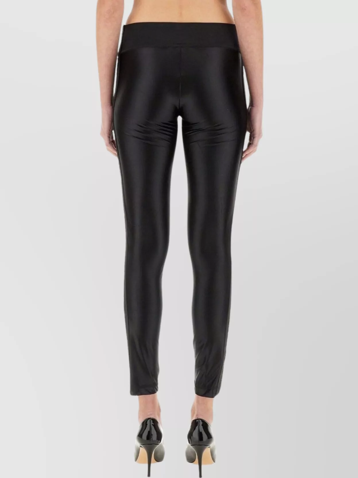Versace Jeans Couture Slim Fit Shiny Finish Ankle Length Leggings In Black
