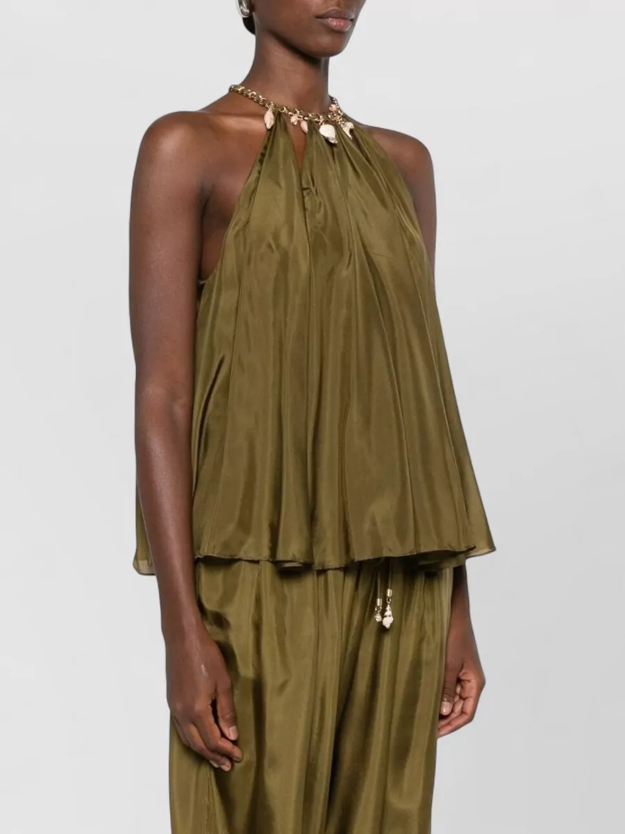 Zimmermann Silk Pleated Halterneck Sleeveless Blouse