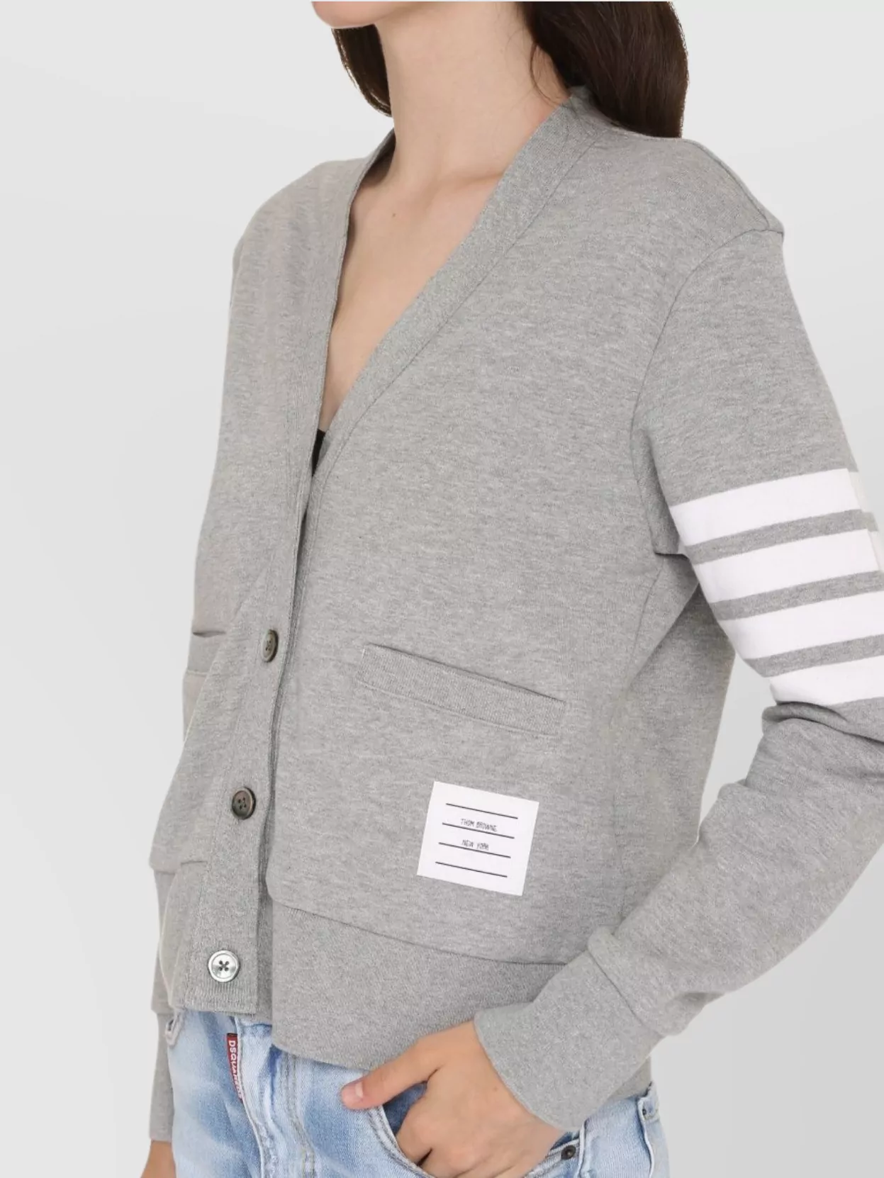 Thom Browne Logo Detail Cotton Cardigan