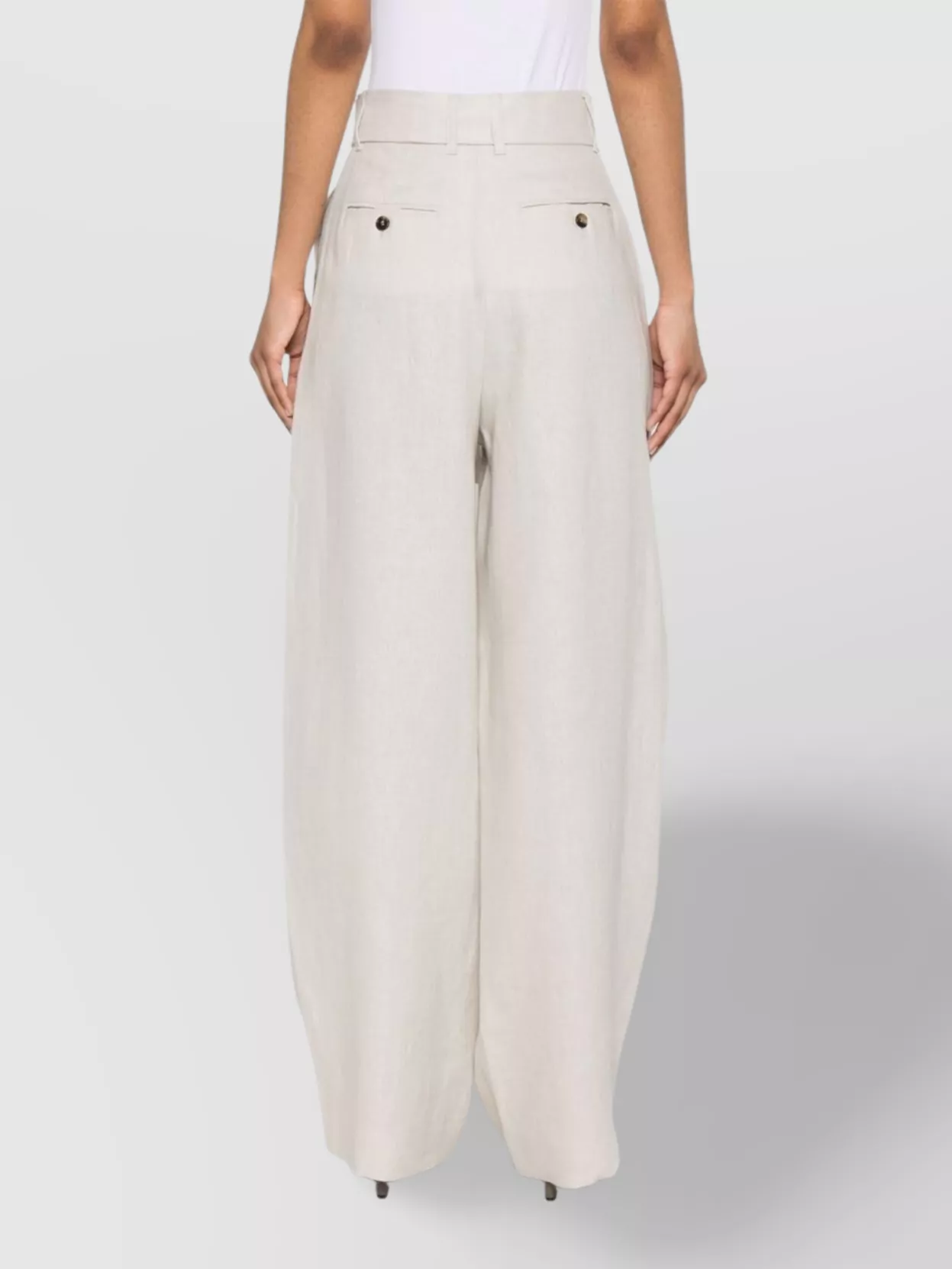's Max Mara Linen High Waist Pleated Trousers With Belt