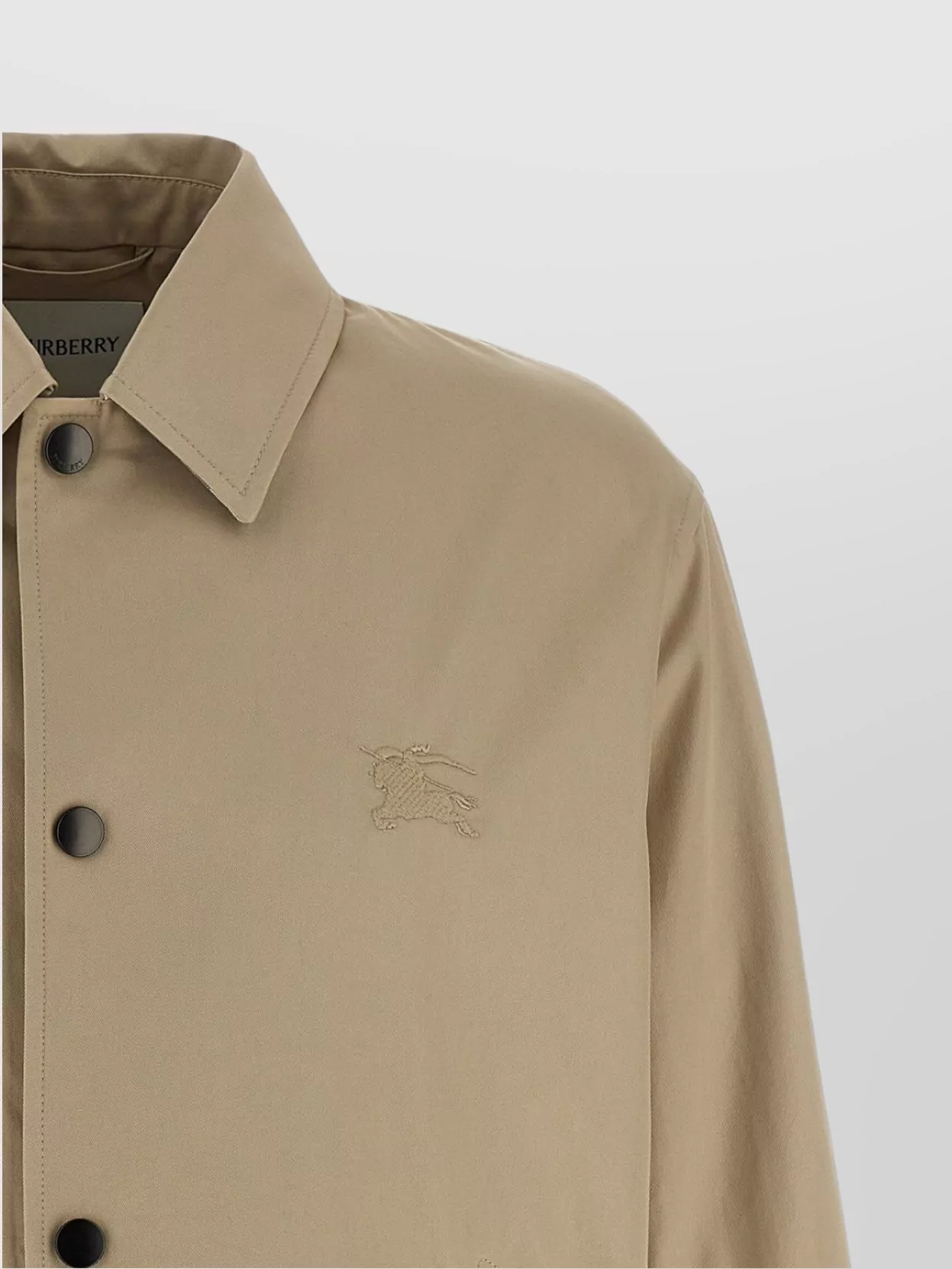 Burberry Gabardine Jacket With Collared Neck And Side Pockets