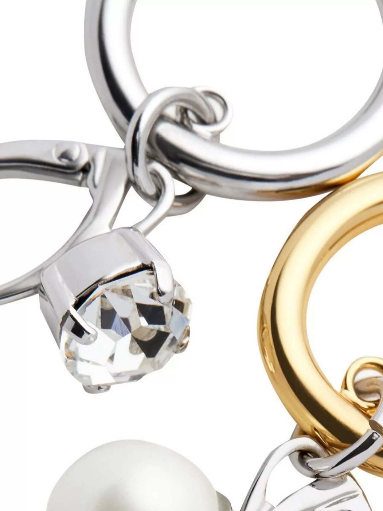 Mm6 Maison Margiela Mixed Metal Pendant Earrings With Pearl And Crystal