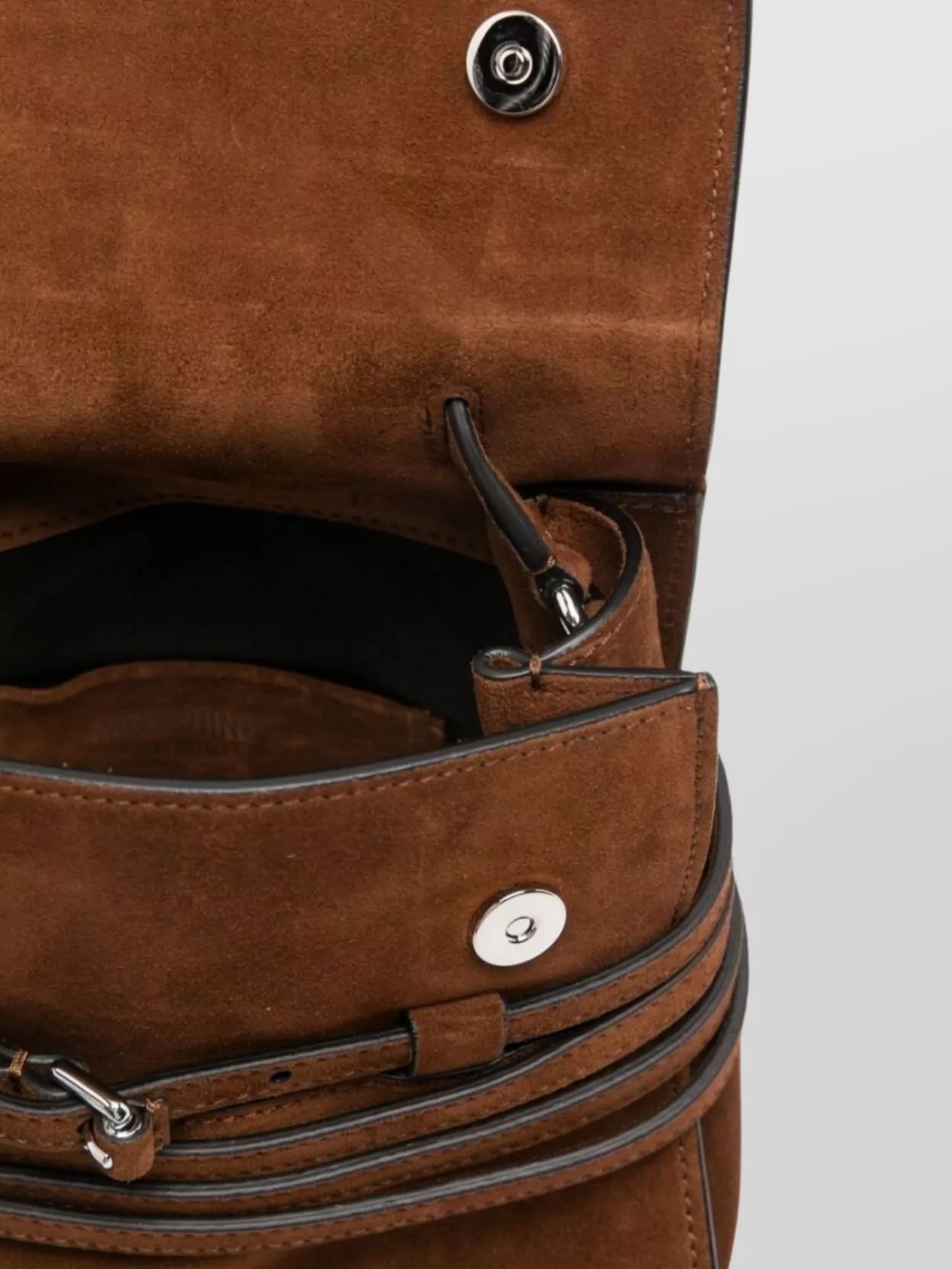 Moschino Suede Shoulder Bag Adjustable Strap