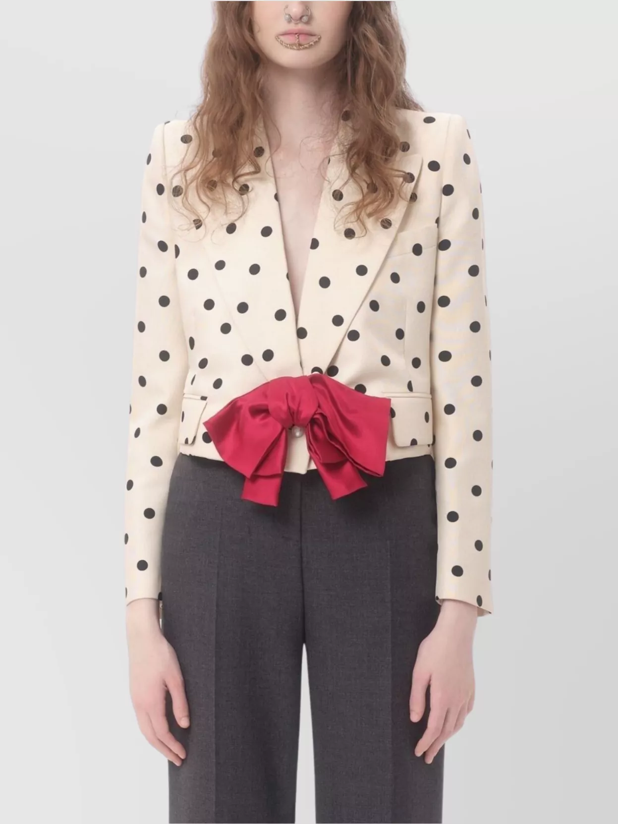 Valentino Polka dot blazer with red bow | The Fashion Square