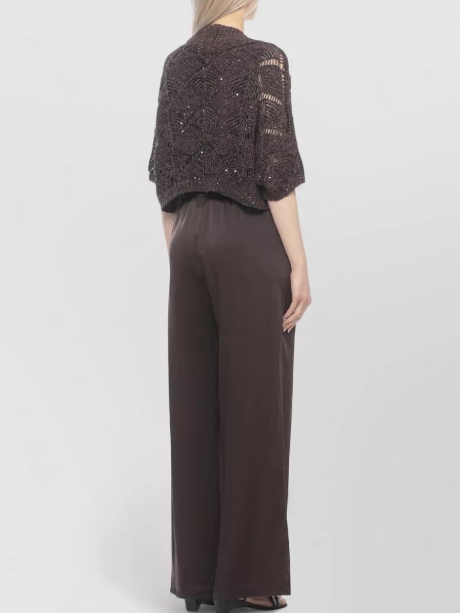 Antonelli Firenze V-Neck Short-Sleeve Sequin Cutout Cardigan
