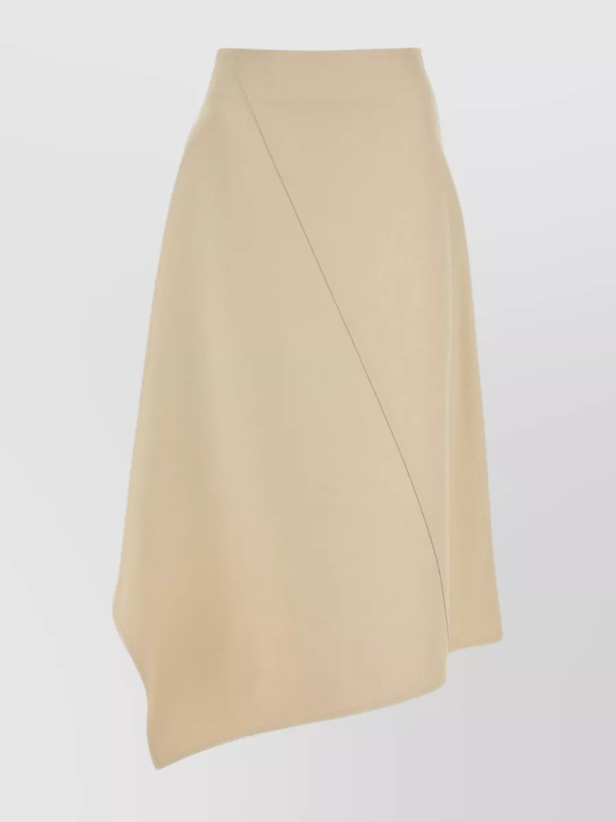 Shop Bottega Veneta Asymmetric Hem Cotton Skirt In Cream