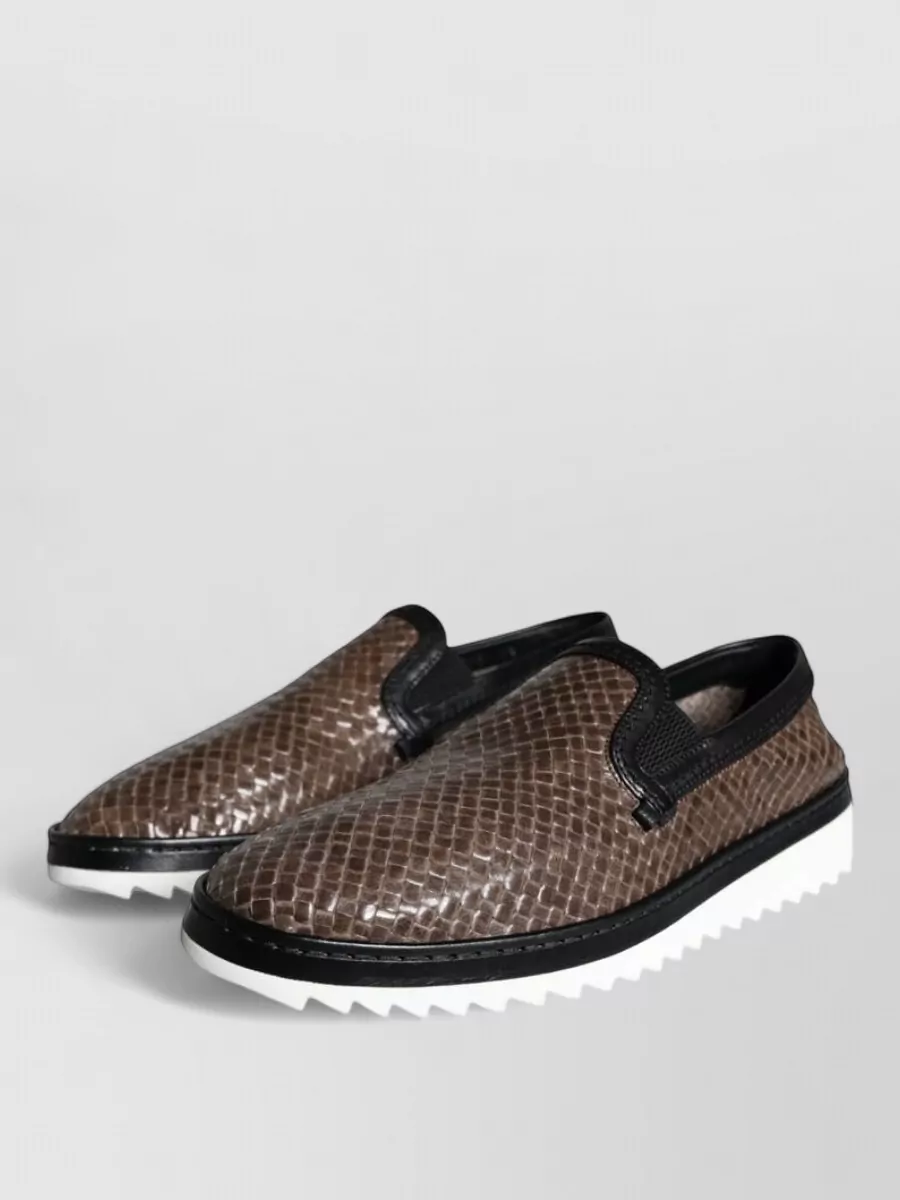 Dolce&Gabbana Leather Woven Slip-On Sneakers