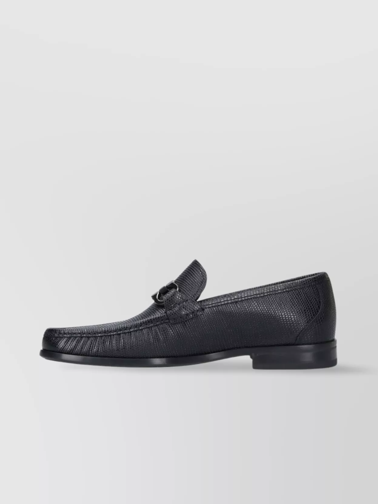 Ferragamo Loafers With Metal Hardware And Textured Finish