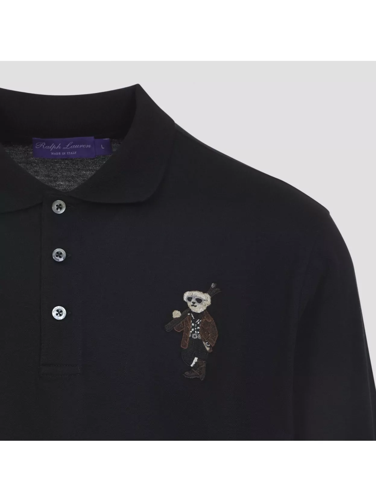 Ralph Lauren Purple Label Long Sleeve Bear Cardigan With Ribbed Cuffs