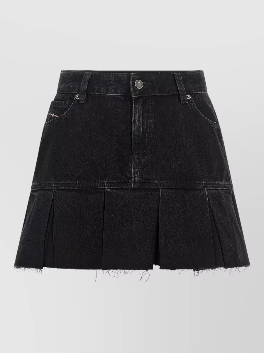 Diesel denim low-rise pleated mini skirt