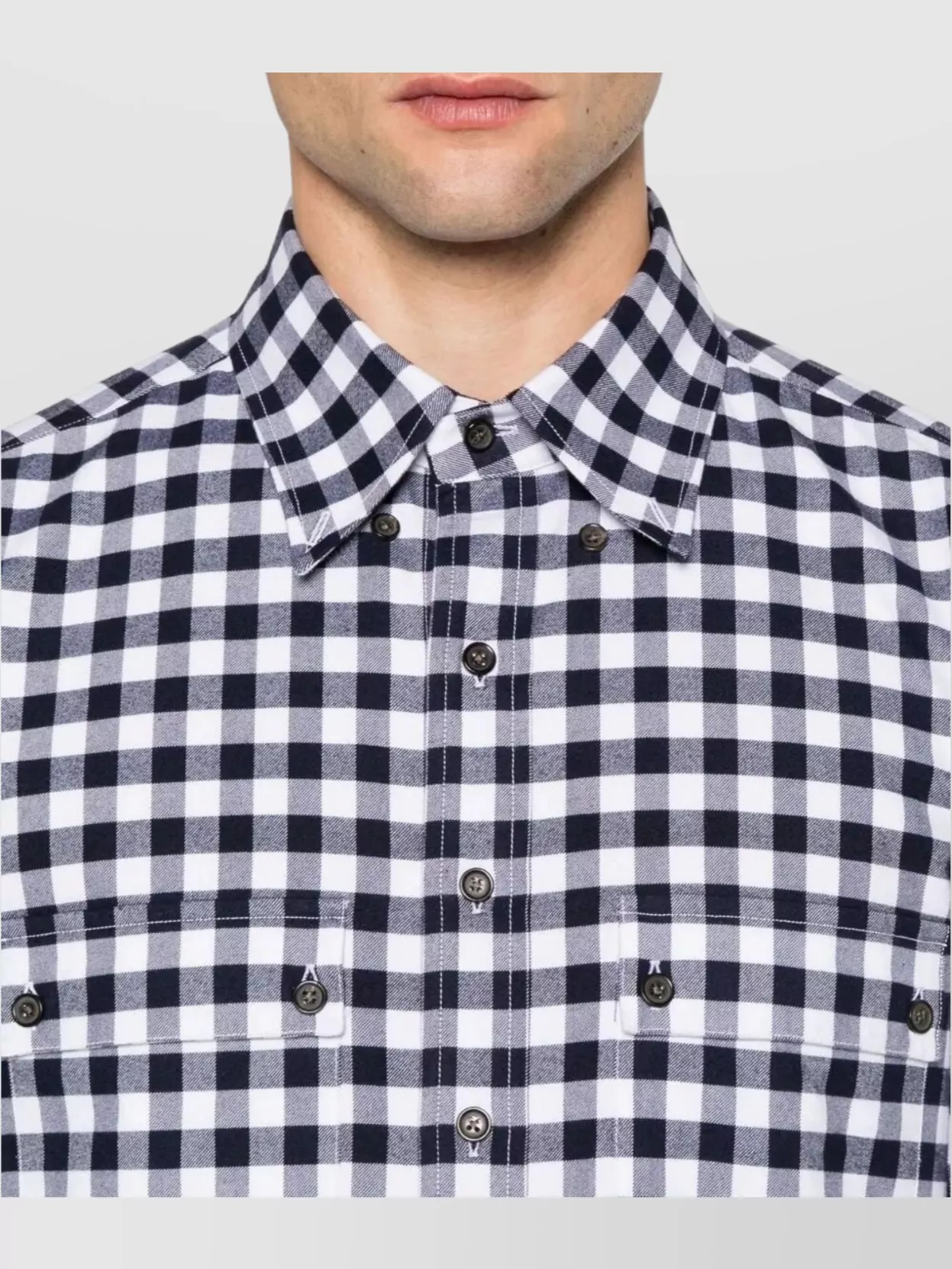 Thom Browne Gingham Check Flannel Shirt Pocket