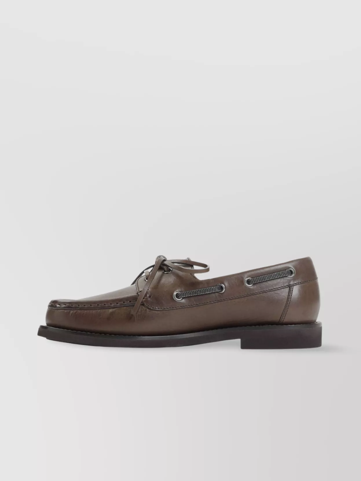 Brunello Cucinelli Lace Detail Leather Loafers