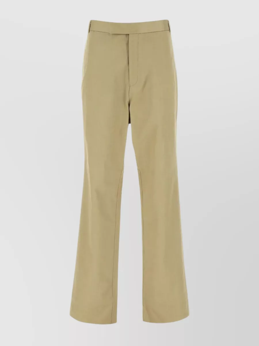 Shop Thom Browne Wide-leg Cotton Pants With Slant And Slit Pockets In Brown