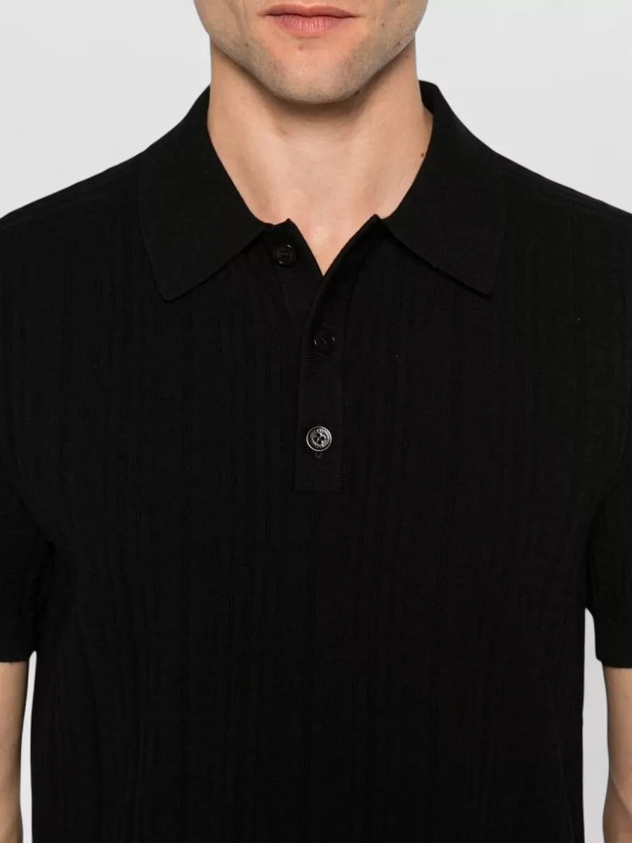 Balmain Ribbed Knit Short-Sleeve Polo Shirt
