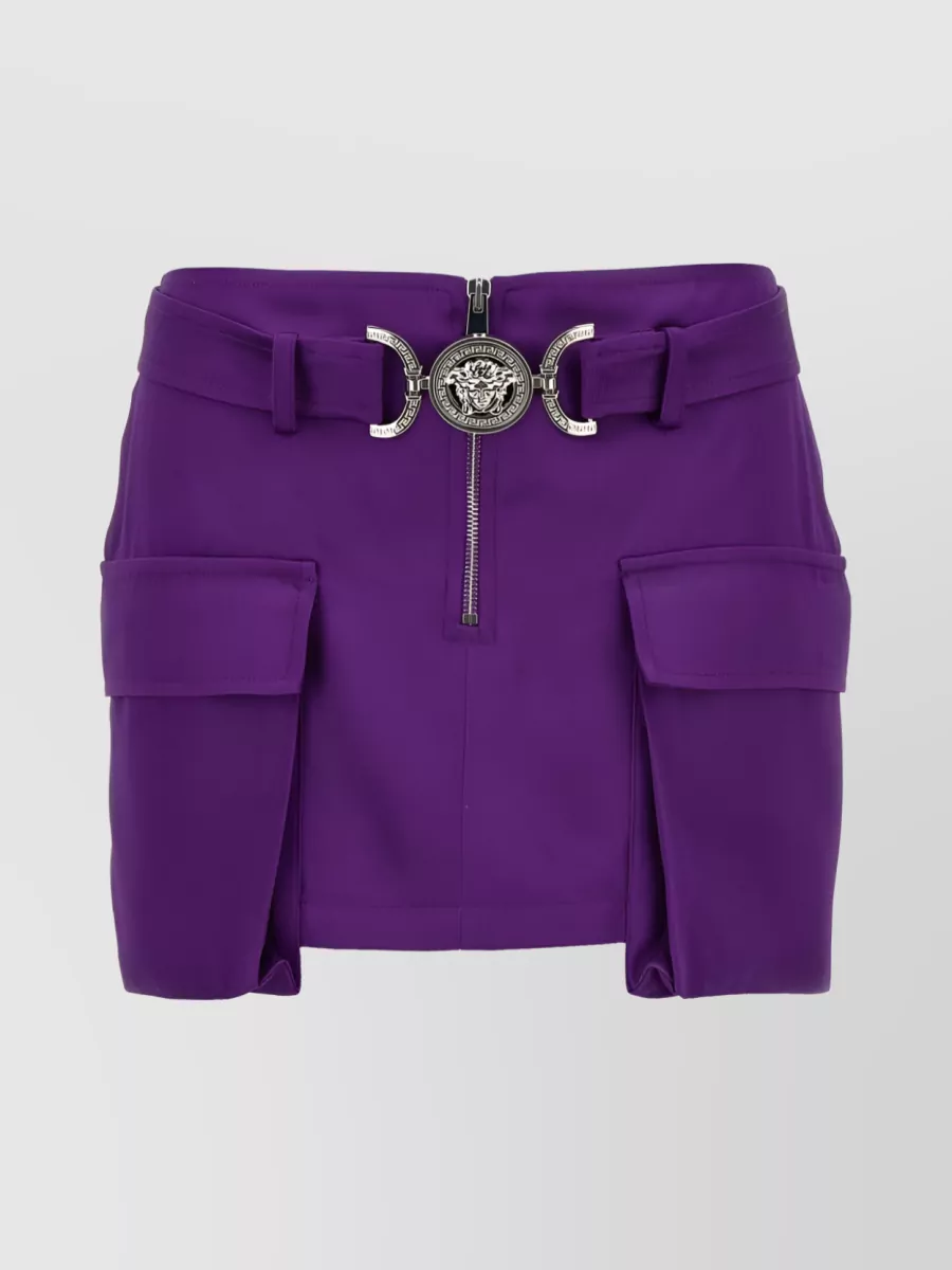 Shop Versace Medusa Head-motif Iconic Skirt In Purple
