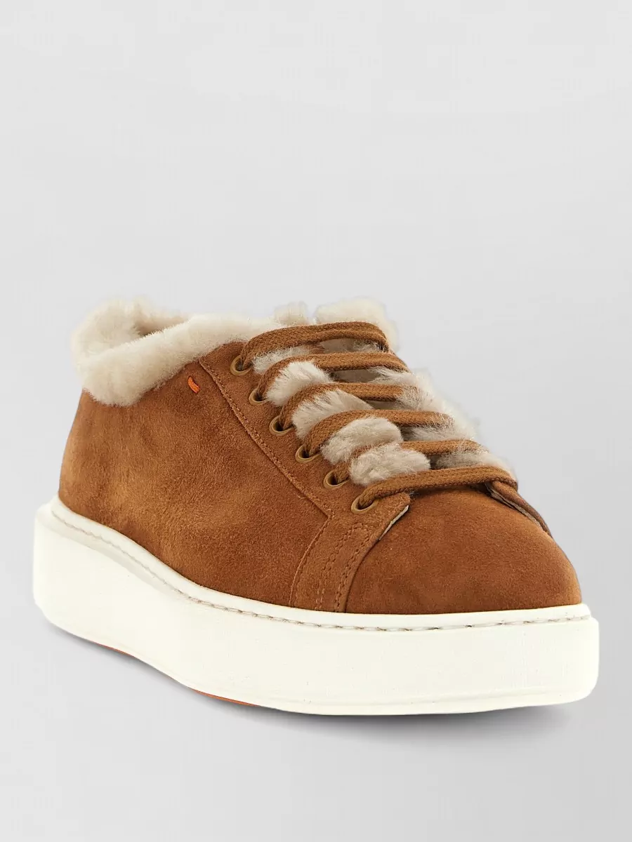Santoni leather low-top lace-up sneakers